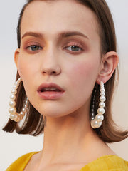 Vintage Oversize Faux Pearl Hoop Earrings