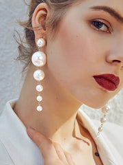 Simple Long Pearl Tassel Earrings