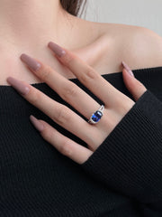 2.5 Carat Fat Rectangle Sapphire Engagement Ring
