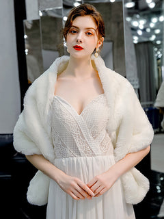 Faux Fur Bridal Wedding Shawl Wrap