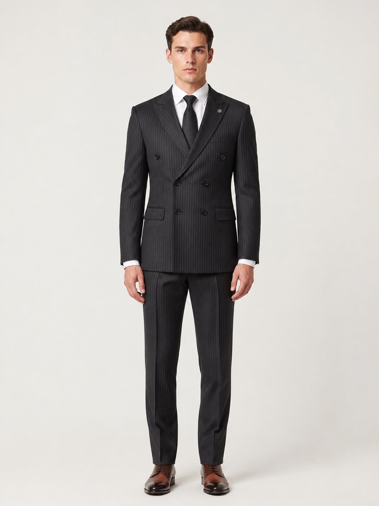 Peak Lapel Double-Breasted Men Suit with Flap Pockets – BABARONI