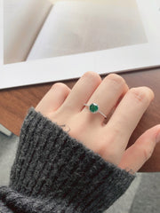 925 Sterling Silver Round Emerald Ring