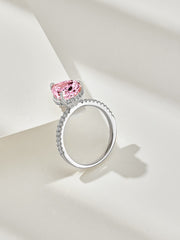 925 Sterling Silver Pear Cut Radiant Zircon Engagement Ring