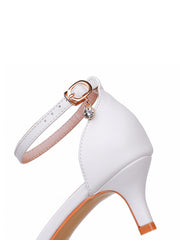 White Lace and Rhinestone Pointed Toe Wedding Shoes