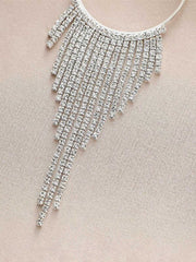 Exaggerated Water Drill Tassel Earrings