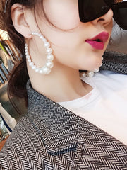 Vintage Oversize Faux Pearl Hoop Earrings