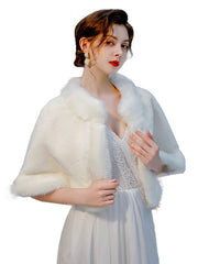 Elegant Bridal Faux Fur Shawl