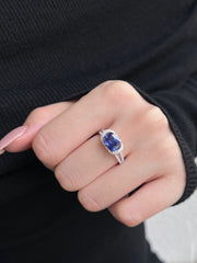 2.5 Carat Fat Rectangle Sapphire Engagement Ring