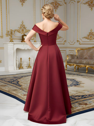 Pleated V-neck Cap Sleeve A-Line Sweep Train Dress White