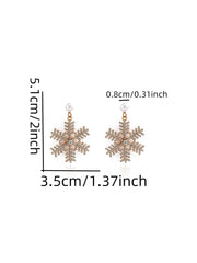 Christmas Plush Snowflake Diamond Super Shiny Pearl Earrings