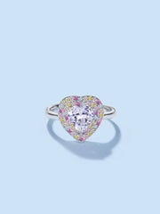 Heart Shape Colorful Zircon Sterling Silver Ring