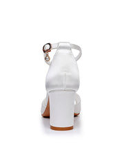 Peep Toe Ankle-Strap Bridal Chunky Heel Sandals