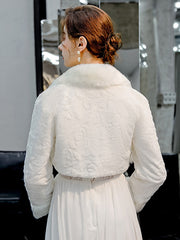 Faux Fur Long Sleeves Wedding Jacket