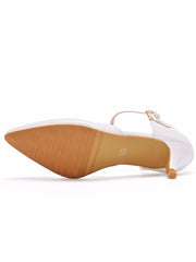 Mid Heels Pointed Toe Ankle-Strap Sandals