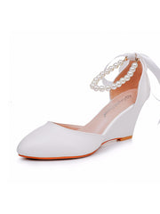 Pointed Toe Wedge Heels Women's Wedding Shoes