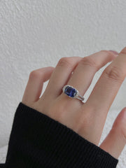 2.5 Carat Fat Rectangle Sapphire Engagement Ring