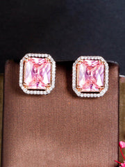 Pink Square Rose Gold Earrings
