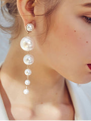 Simple Long Pearl Tassel Earrings