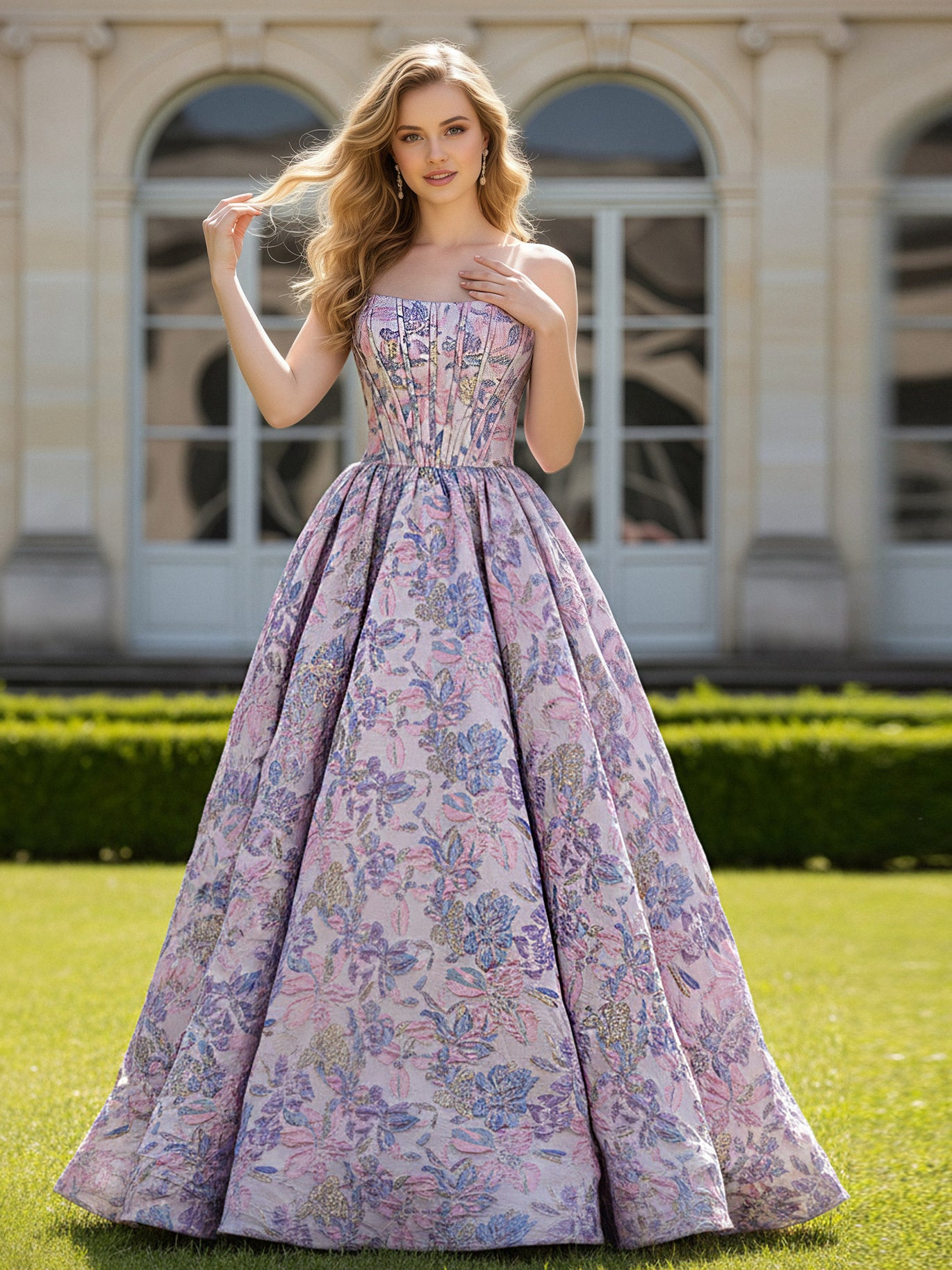 open lace back dress Ball Gown Prom Dresses Princess Dress Graduation Floor Length Sleevele – BL  Dress