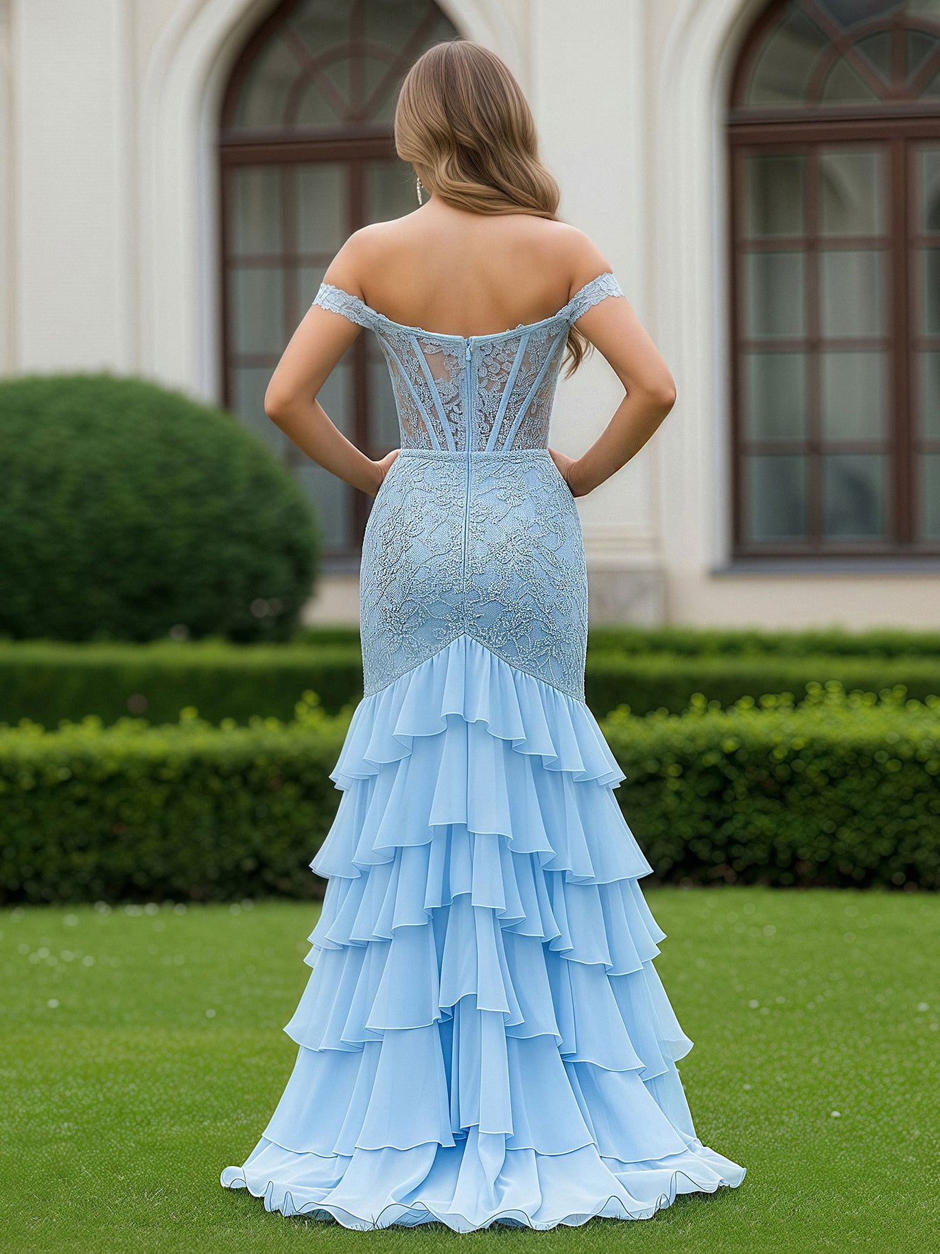 sachin and babi light blue dress Chiffon Prom Dresses – ADASA main image 0