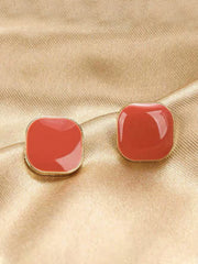 Simple Burgundy Square Earrings