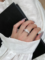 925 Sterling Silver Cubic Zirconia Radiant Sparkling Wedding Band Ring