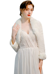 Faux Fur Long Sleeves Wedding Jacket