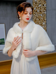 Elegant Bridal Faux Fur Shawl