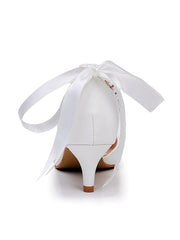 Pointed Toe Kitten Heels Ankle-Strap Wedding Shoes