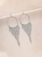 Exaggerated Water Drill Tassel Earrings