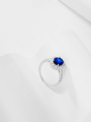 Sterling Silver Oval Royal Blue Sapphire Ring