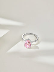 925 Sterling Silver Pear Cut Radiant Zircon Engagement Ring