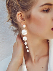 Simple Long Pearl Tassel Earrings