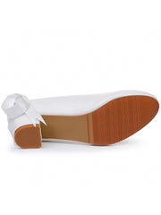 Round Toe Low Chunky Heels Beaded Wedding Shoes