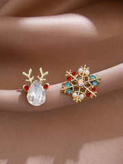 Christmas Fantasy Colorful Snowflake Elk Diamond Earrings