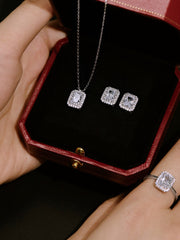 Shiny Rectangle Zircon Engagement Ring in 925 Sterling Silver