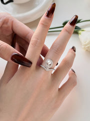 Waterdrop Pearl Crowning Love Wedding Jewelry Ring in s925