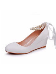 Round Toe Platform Heels Mary Janes Pumps