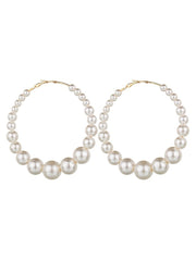 Vintage Oversize Faux Pearl Hoop Earrings