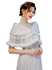 Faux Fur Lace Special Occasion Shawl