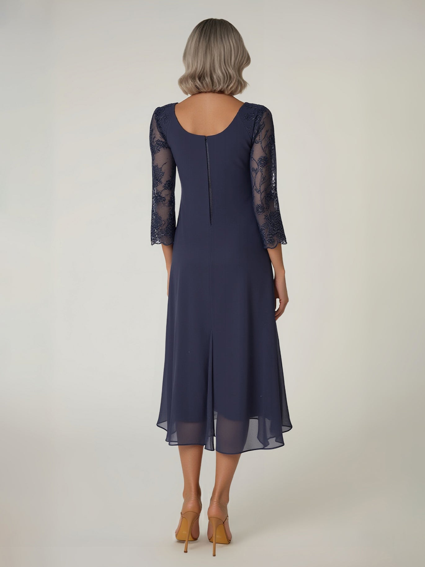 mother of the groom dresses for fall knee length Knee-Length A-Line/Princess Mother of the Bride & Groom Dresses with Scoop  Neck Jacket Lace Appliques and Sequins – Suzhoudress main image 1