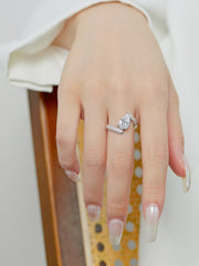 925 Sterling Silver Crushed Ice Pear Cut White Gemstone Wedding Ring