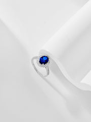 Sterling Silver Oval Royal Blue Sapphire Ring