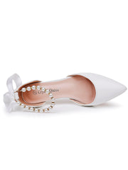 Pointed Toe Kitten Heels Ankle-Strap Wedding Shoes