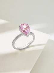925 Sterling Silver Pear Cut Radiant Zircon Engagement Ring