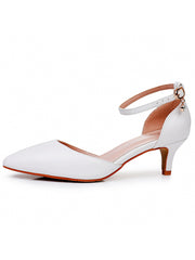Mid Heel Matte Pointed Toe PU Wedding Shoes
