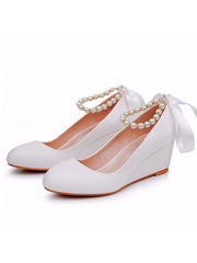 Round Toe Platform Heels Mary Janes Pumps