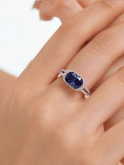 2.5 Carat Fat Rectangle Sapphire Engagement Ring