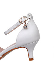 Mid Heel Matte Pointed Toe PU Wedding Shoes