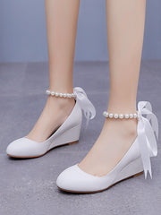 Round Toe Platform Heels Mary Janes Pumps